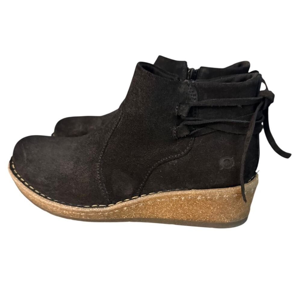 NWOT Born Viana Leather Black Wedge Suede Booties – Sz 8M